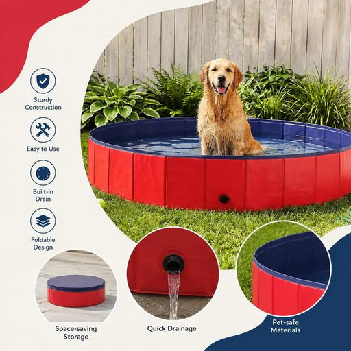 Hundepool faltbar 200 cm, in Rot aus PVC