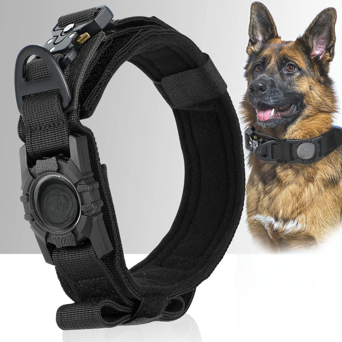 Taktisches Hundehalsband mit AirTag-Fach & Griff
