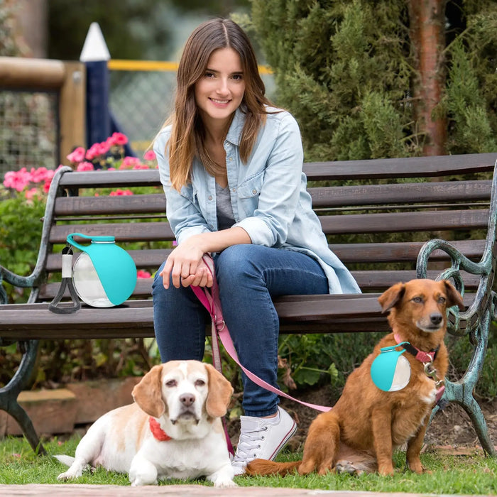 Trinkflasche für Hunde 2-in-1, mit Faltnapf