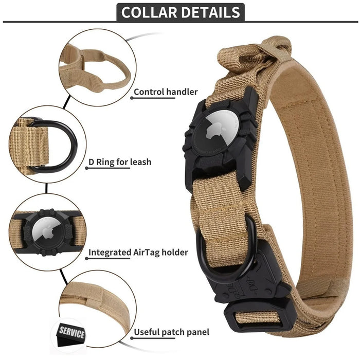 Taktisches AirTag-Hundehalsband mit Griff