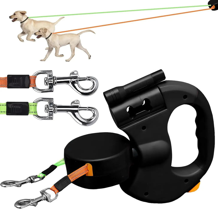 Doppelleine für 2 Hunde 3 m mit LED-Licht