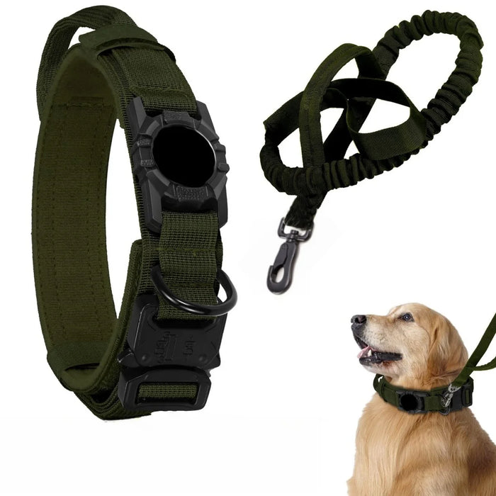 Taktisches Hundehalsband mit AirTag-Fach & Griff