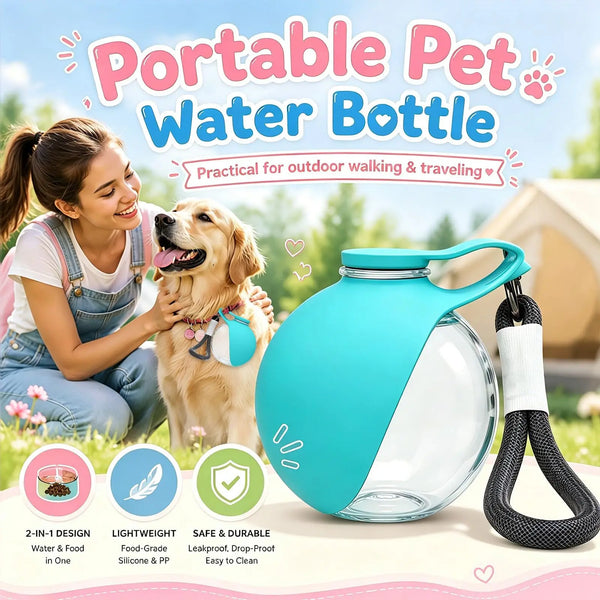 Trinkflasche für Hunde 2-in-1, mit Faltnapf