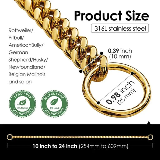 Gliederkette-Halsband für Hunde 10 mm, Edelstahl