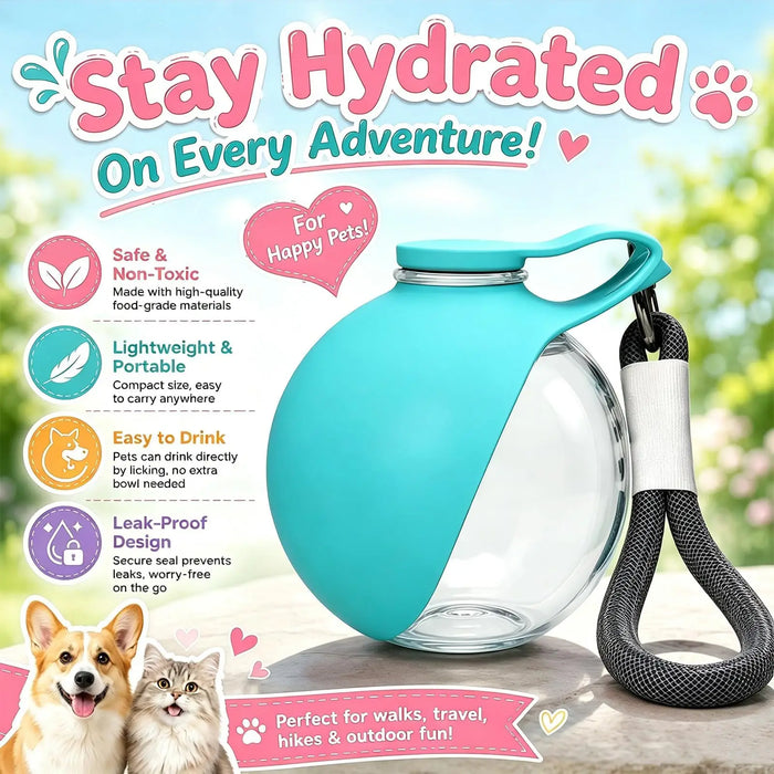 Trinkflasche für Hunde 2-in-1, mit Faltnapf