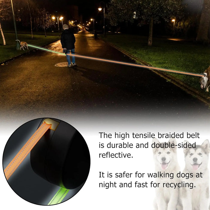 Doppelleine für 2 Hunde 3 m mit LED-Licht