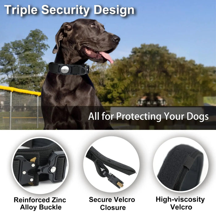 Taktisches Hundehalsband mit AirTag-Fach & Griff
