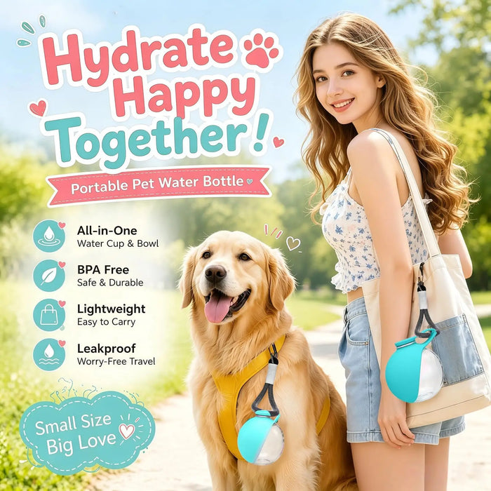 Trinkflasche für Hunde 2-in-1, mit Faltnapf