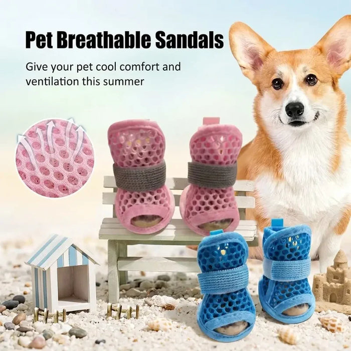 Hundeschuhe im 4er-Set aus Mesh, für kleine Hunde