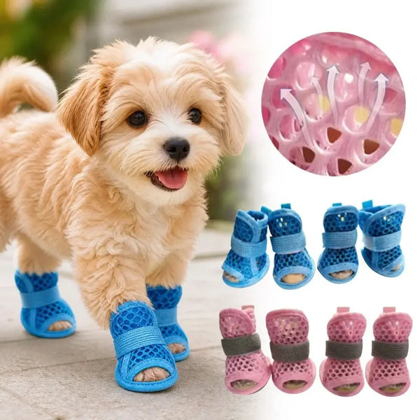 Hundeschuhe im 4er-Set aus Mesh, für kleine Hunde