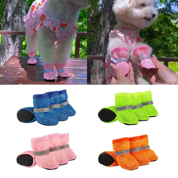 Hundeschuhe im 4er-Set, aus Mesh & reflektierend