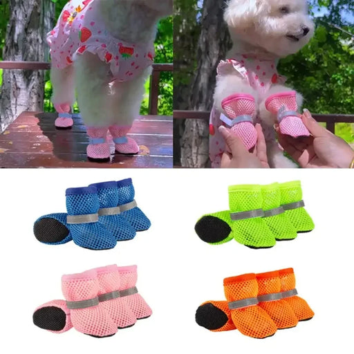 Hundeschuhe im 4er-Set, aus Mesh & reflektierend