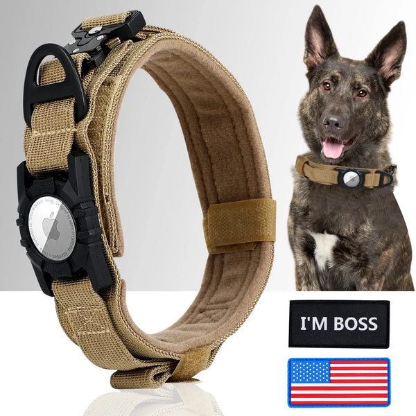 Taktisches Hundehalsband mit AirTag-Fach & Griff