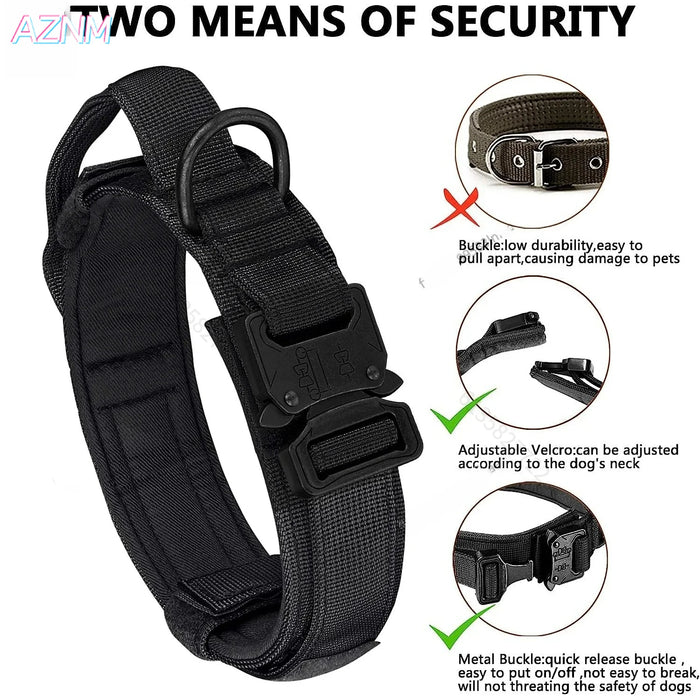 Taktisches Hundehalsband mit Griff, Nylon verstellbar